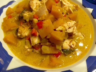 Kürbis Curry mit Lachs